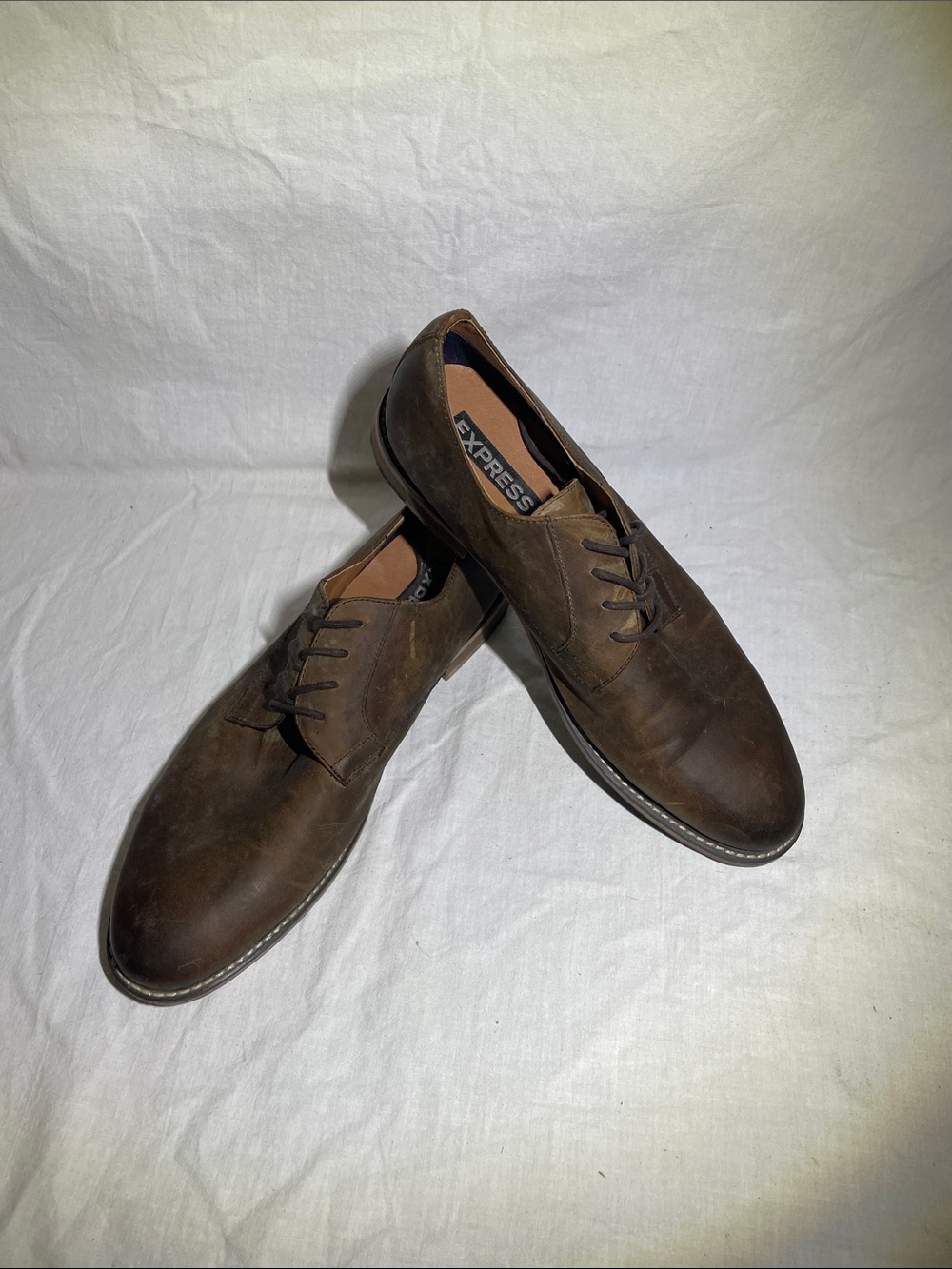 Express Men’s Brown Leather Derby Lace-Up Shoes Dress Shoes US SIZE 10